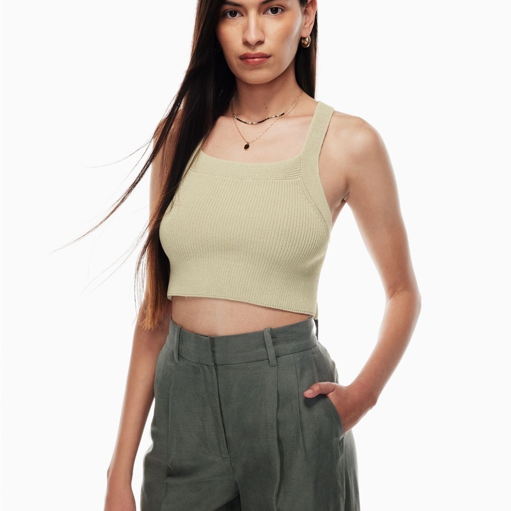 Aritzia Wilfred Cayenne Halter Knit Top in Berry - Picture 3 of 8